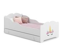 Lit enfant ANNI avec tiroir de rangement 160x80 Licorne avec matelas Beige G