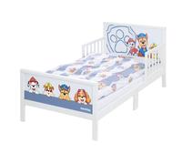roba Paw Patrol Lit Montessori 70 x 140 cm avec Barrières de Sécurité pour Enfant Jusqu'à 7 Ans + Sommier et Linge de Lit - Blanc/Motif Chiens Chase Marcus Ruben Stella