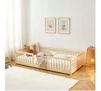 Lit enfant avec barrières EDEN pin massif 90x190 sommier inclus