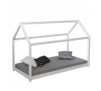 Lit Enfant Avec Matelas 90 X 200 Cm Lit De Jeu Maisonnette Lit En Bois Blanc