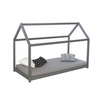 Lit Enfant Avec Matelas 90 X 200 Cm Lit De Jeu Maisonnette Lit En Bois Gris