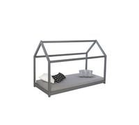 Lit Enfant Avec Matelas 90 X 200 Cm Lit De Jeu Maisonnette Lit En Bois Gris
