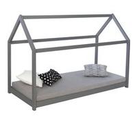 Lit enfant avec matelas 90 x 200 cm lit de jeu maisonnette lit en bois gris Gris G