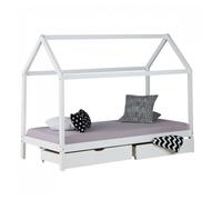 Lit Enfant Avec Matelas Cadre De Lit Cabane Enfant 90x200 Cm Blanc Avec Tiroirs