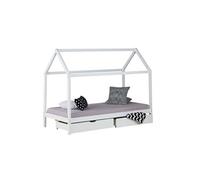 Lit Enfant Avec Matelas Cadre De Lit Cabane Enfant 90x200 Cm Blanc Avec Tiroirs
