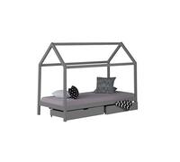 Lit Enfant Avec Matelas Cadre De Lit Cabane Enfant 90x200 Cm Gris Avec Tiroirs