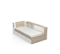 PEGANE Lit Enfant avec Rangement 90x190/200 cm Couleur chêne/Blanc Mat - Largeur 119,2 x Profondeur 229,4 x Hauteur 87,7 cm