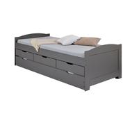 Lit à Tiroirs 90x200cm Gris LENA Gris