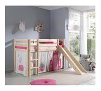 Lit Enfant Avec Toboggan - Paris Prix - Pino Princesse - Bois - 90 x 200 cm - Inclus Sommier et Tente