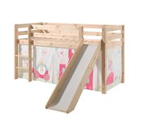 Lit Enfant Avec Toboggan "Pino Princesse" 90x200cm Naturel