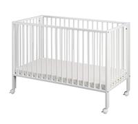 Lit Bb Barreaux Pliable 60x120 Cm En Htre Massif Blanc