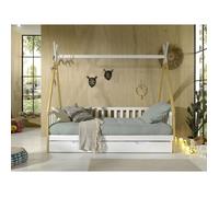 Vipack Lit enfant Tipi – barrière et tiroir 90x200 cm Blanc