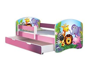 Lit enfant Bébé ACMA II TIROIR MATELAS GRATUITE ROSE (01 Zoo, 140x70 cm + tiroir)