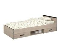 Lit enfant beige et noir avec rangement 90 x 200 cm Beige G