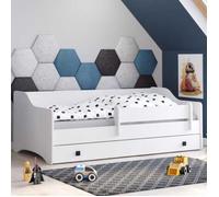 Lit enfant blanc eryk 80x160 avec sommier + tiroir + matelas