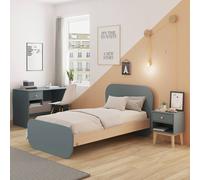 Lit Enfant Bords Arrondis - Gamme Simon Vert Kaki 90X190