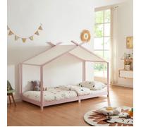 Lit enfant Brome bois de pin 90 x 200 cm rose blanc