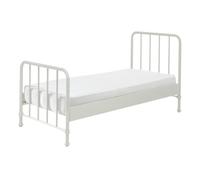 Vipack Lit Simple En Mtal Blanc Mat Bronxx 90x200cm