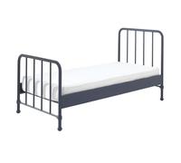 Vipack Lit simple en métal Bronxx 90 x 200 cm Bleu denim mat