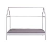 Lit enfant cabane 90x200cm en pin massif vernis coloris blanc - longueur 207 x profondeur 97 x hauteur 174 cm - PEGANE - Blanc
