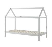 Lit cabane 90x200 cm et sommier pin massif blanc Kali Blanc