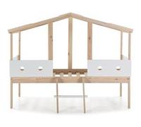 Lit enfant cabane en MDF et pin coloris blanc, naturel - Longueur 206 x Profondeur 131 x Hauteur 165 cm-PEGANE- Bois