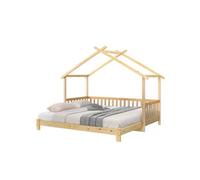 Lit enfant cabane extensible, lit simple et double, bois massif 200x90