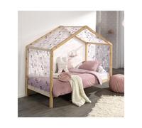Lit Enfant Cabane & Voile "Dallas II" 90x200cm Naturel