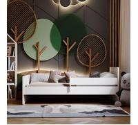KOBI Lit Enfant Max Blanc avec Balustrade, Matelas, Cadre | 160x80 | lit pour Une Fille et Un garçon | Ensemble Chambre d'enfant |