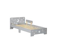 Lit enfant design étoiles lune - 3-6 ans - dim. 143L x 74l cm - sommier à lattes inclus - gris
