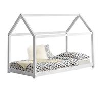 Lit Enfant Design Maison Cadre Structure Lit Bois Blanc Cabane 206 x 98 x 142 cm Couleur Blanc