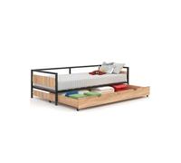 IDMarket - Lit Enfant Detroit 90 x 190 cm avec tiroir gigogne et Rangement Style Industriel