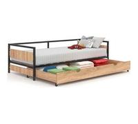 IDMarket - Lit Enfant Detroit 90 x 190 cm avec tiroir gigogne et Rangement Style Industriel