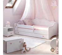 Kobi Lit Enfant Emma | Blanc pour Chambre d'enfant | 140x70CM | avec Tiroir | pour Chambre des Filles