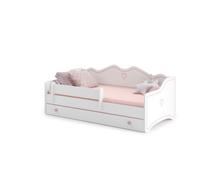 Lit enfant Emma 80x180 avec matelas + sommier + tiroir en blanc
