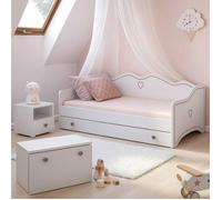 Lit enfant Emma 80x180 avec matelas + sommier + tiroir en blanc/gris