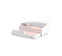 Lit enfant emma blanc + gigogne 160x80 cm avec matelas