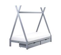Lit Enfant en Bois de Pin 90 x 200 cm avec Tiroirs en Forme de Tipi Cadre à Latt