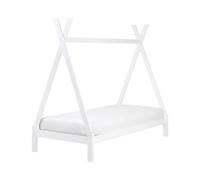 Lit Enfant en Bois de Pin 90 x 200 cm en Forme de Tipi Cadre à Lattes Blanc Deva