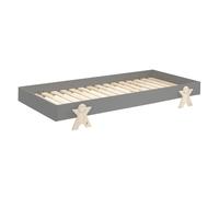 Lit 90x200 cm pin massif gris et bois clair Fernando Gris G