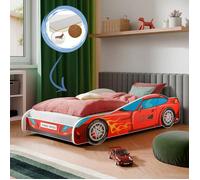 Lit enfant en forme de voiture ""4x4"" - 160 x 80 cm avec sommier et matelas en mousse-coco avec housse Aloe Vera