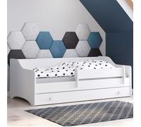 Lit enfant ERYK 160x80 avec matelas + sommier + tiroir + poignées blanches