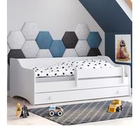 Lit enfant ERYK 180x80 avec matelas + sommier + tiroir + poignées blanches