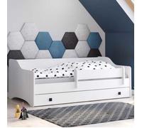 Lit enfant ERYK 80x180 avec matelas + sommier + tiroir en blanc
