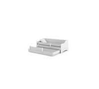 Lit gigogne double pour enfants - Eryk 160x80 - 2 matelas - 2 sommiers - blanc - poignées blanches