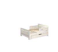 Lit enfant évolutif 90x140/160/200 cm + tiroir en pin blanc - JUMPY