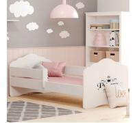 Lit enfant FALA 160x80 cm avec sommier + matelas + barrière de sécurité avec l'inscription ""Princesse endormie""