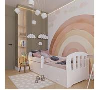 Lit enfant FELIX 80x160 avec matelas sommier et tiroir, barrière de sécurité Blanc