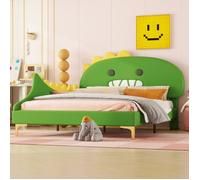 Lit enfant forme dinosaure en PU 140 x 200 cm vert FloraGrace