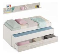 Lit enfant Pegane Lit enfant gigogne double coloris blanc artic / blanc poli - Hauteur 65 x Longueur 199 x Profondeur 96 cm